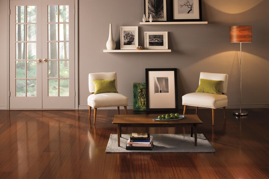 Vinyl flooring in a stylish living room with modern furniture | Bay Country Floors